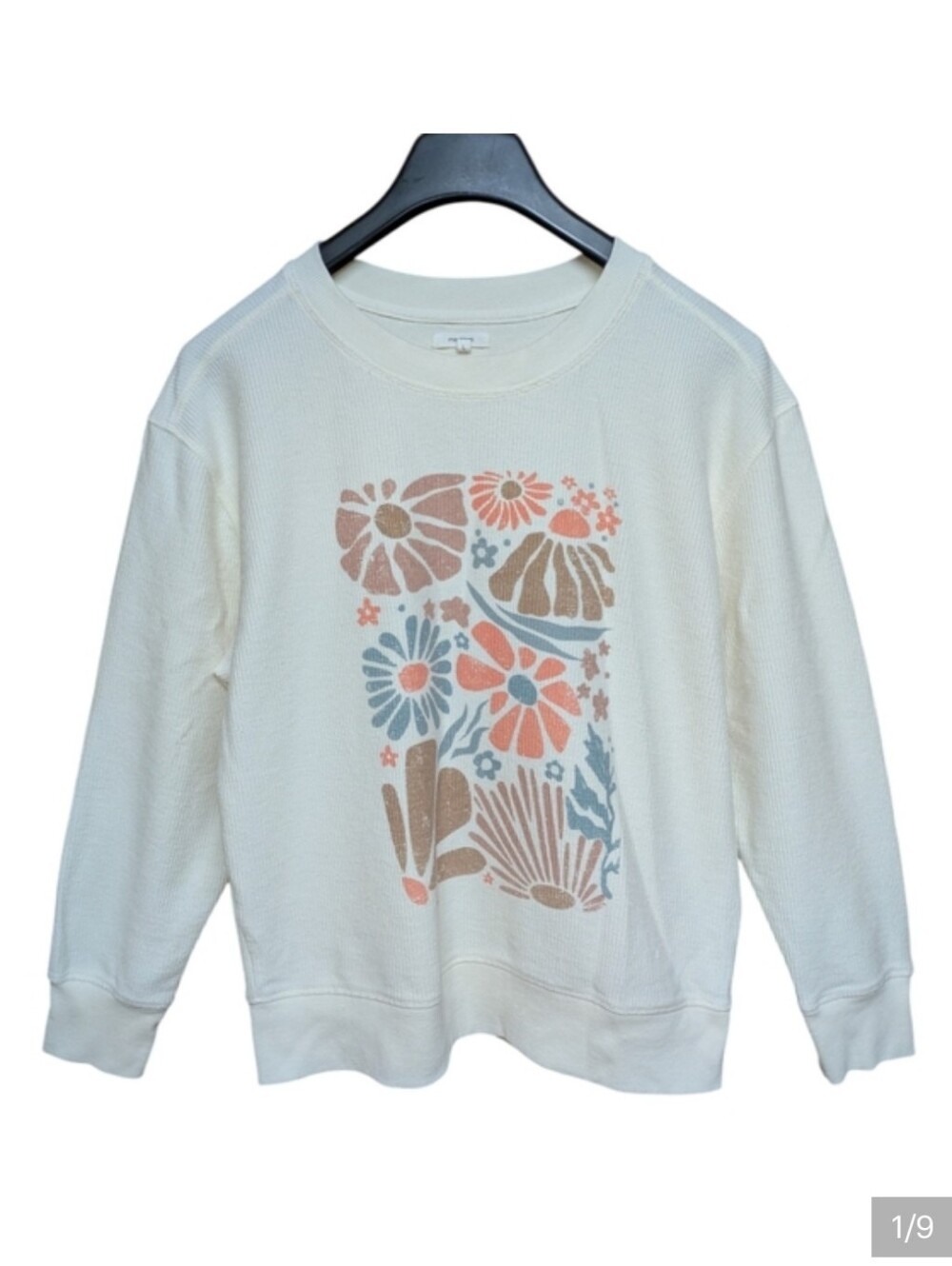 Maurices Corded Floral Crew Neck Sweatshirt Size Large